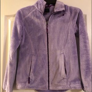 Girls Northface lilac zip up fleece: excellent condition size 10-12(medium)